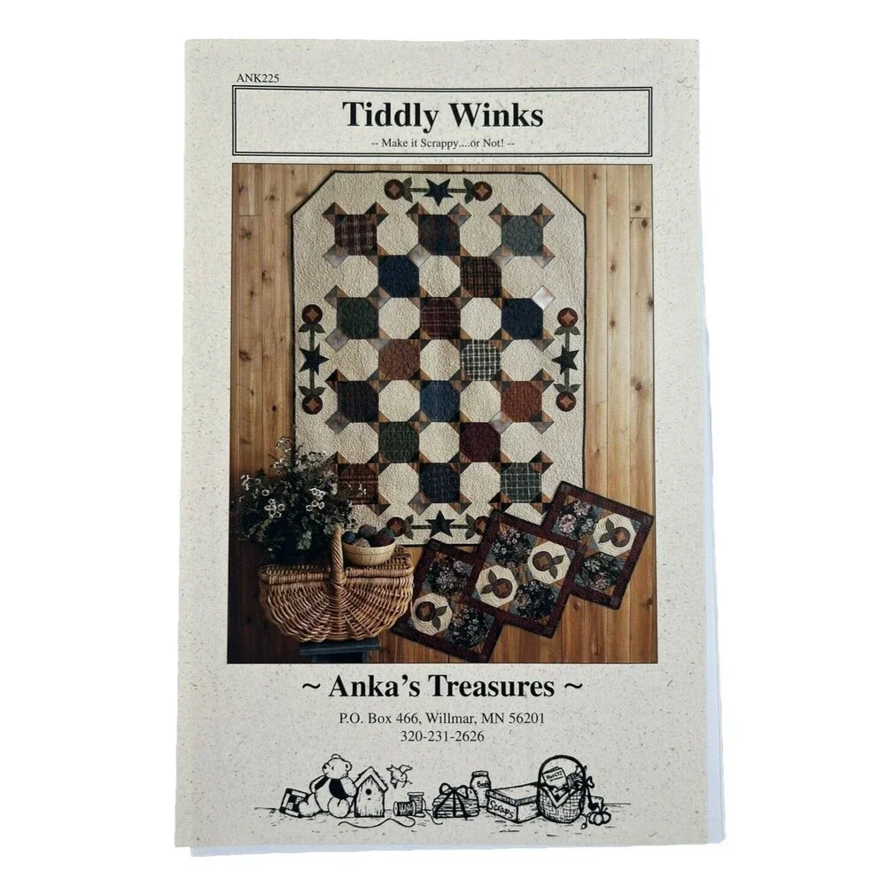 Anka's Treasures Tiddly Winks 225 Wall Quilt Pattern Pillow Hanging Primitive